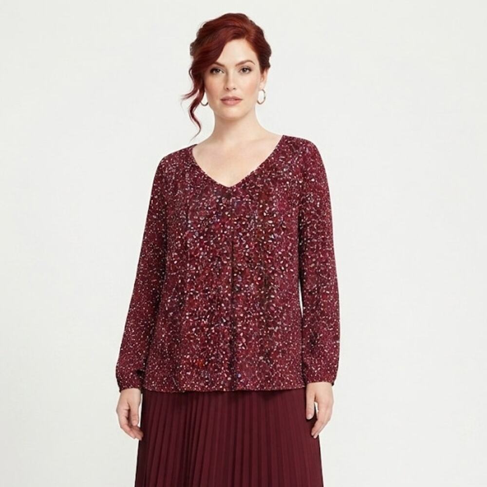 ANA Dressy Abstract Blouse Business Casual Plus Size 2X